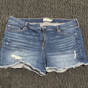 torrid Washed Blue Distressed Denim Shorts